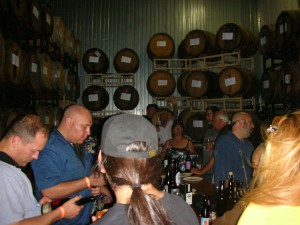 in the barrel room in the barrel room