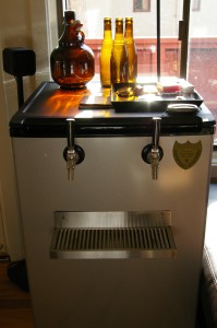 front of the kegerator front of the kegerator