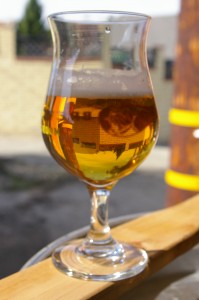 enjoying the house saison during brew day