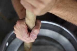 stirring the mash