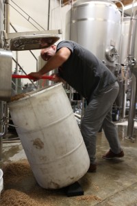 cleaning out the mash tun